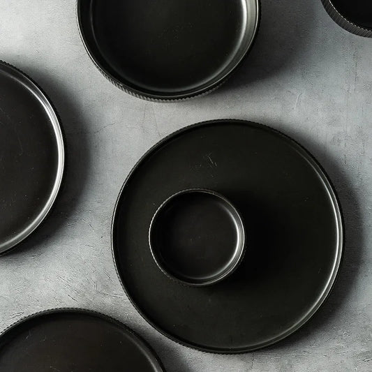 Nordic Ceramic Dinnerware - Matte Glazed Black