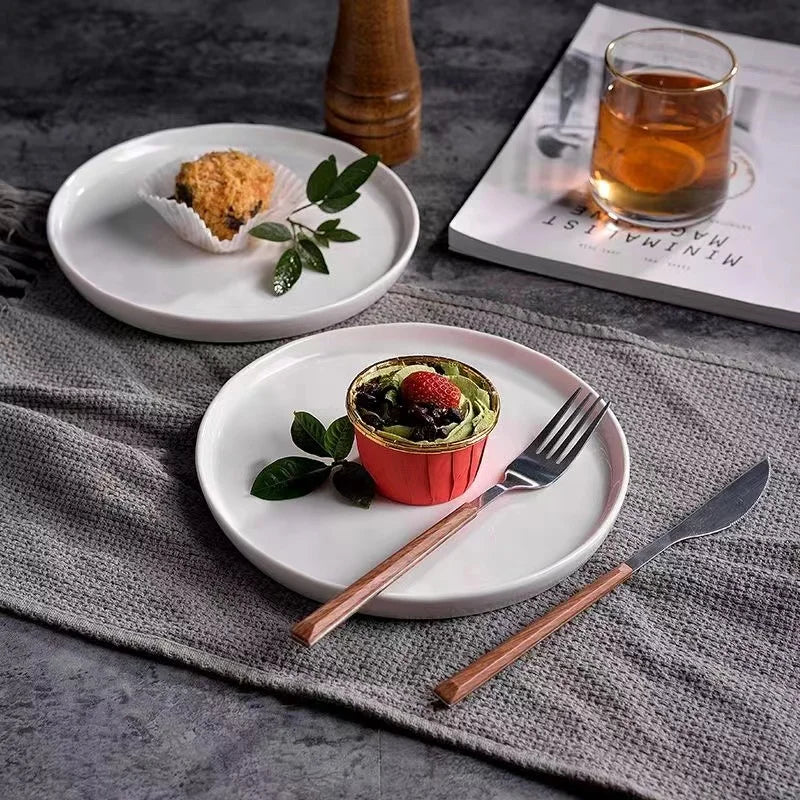 Nordic Style White Ceramic Dinner Plates