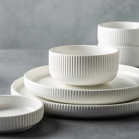 Nordic Ceramic Dinnerware - Matte Glazed White